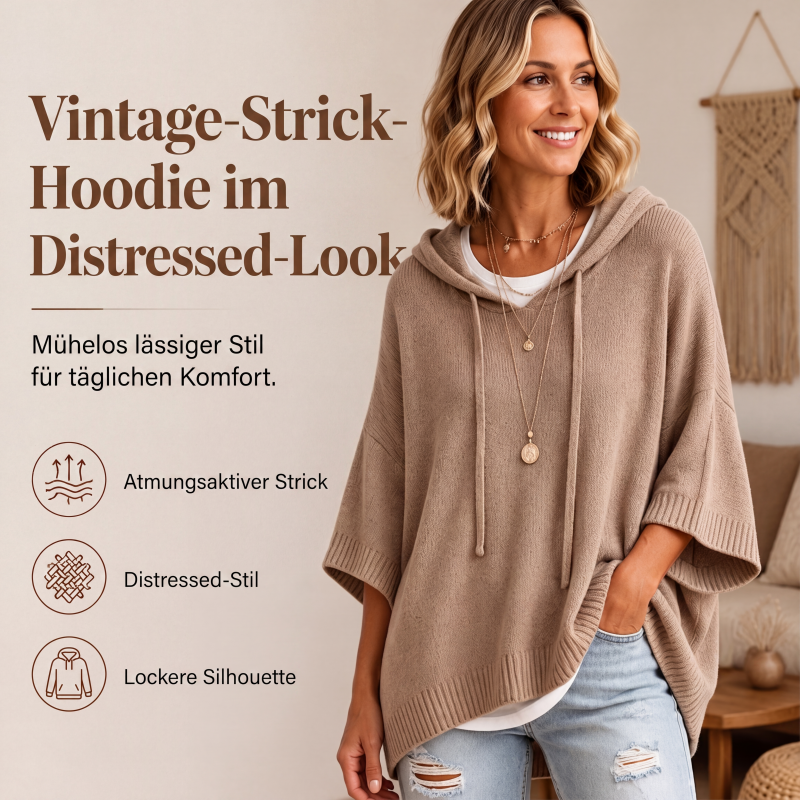 💎✨ Bestseller –jetzt halber Preis! Gestrickter Kapuzenpullover mit Kordelzug für Damen