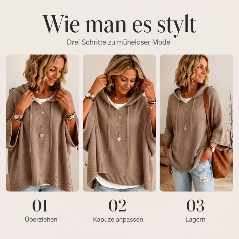💎✨ Bestseller –jetzt halber Preis! Gestrickter Kapuzenpullover mit Kordelzug für Damen