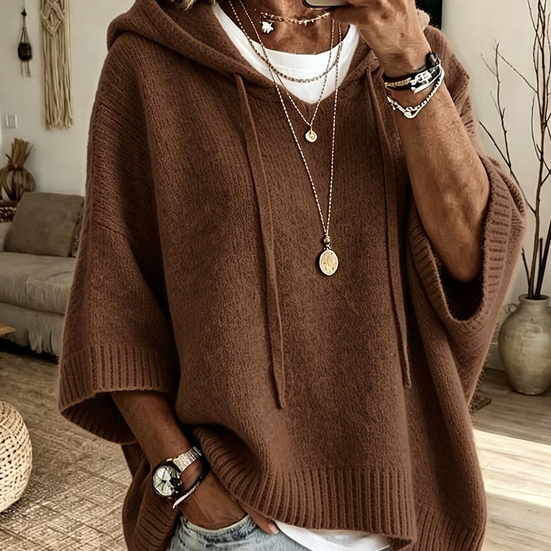 💎✨ Bestseller –jetzt halber Preis! Gestrickter Kapuzenpullover mit Kordelzug für Damen