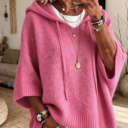 💎✨ Bestseller –jetzt halber Preis! Gestrickter Kapuzenpullover mit Kordelzug für Damen