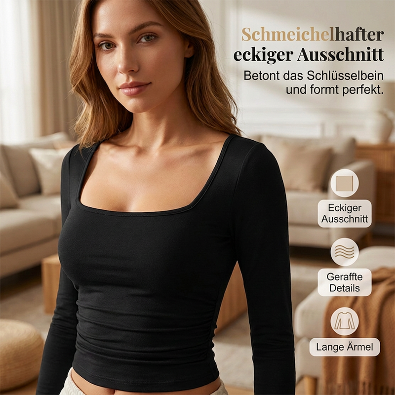 Damen-Set mit eckigem Ausschnitt und weitem Bein