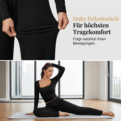 Damen-Set mit eckigem Ausschnitt und weitem Bein