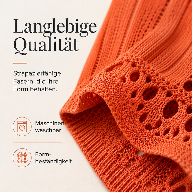 💎🔥 Jetzt im Trend –  Damen Lochstrick-Häkelpullover