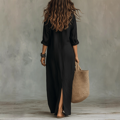 📢📢50% Rabatt!!! 🎉✨ Legeres Maxikleid in lockerer Passform mit Frontschlitz