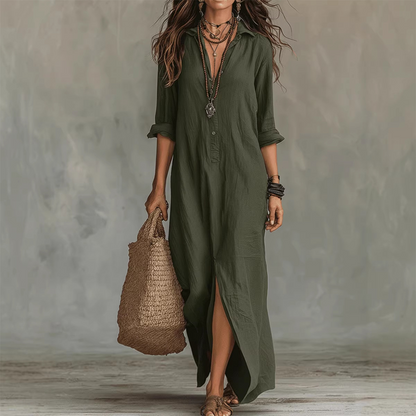 📢📢50% Rabatt!!! 🎉✨ Legeres Maxikleid in lockerer Passform mit Frontschlitz