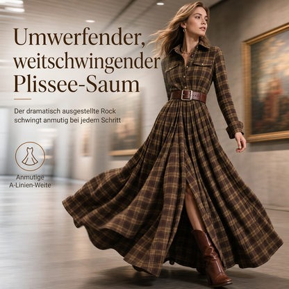 🔥Beliebtes Produkt ！✨Plus-Size-Kleid für Damen im französischen Vintage-Karomuster mit unregelmäßigem Saum und figurformendem, schlankmachendem Design