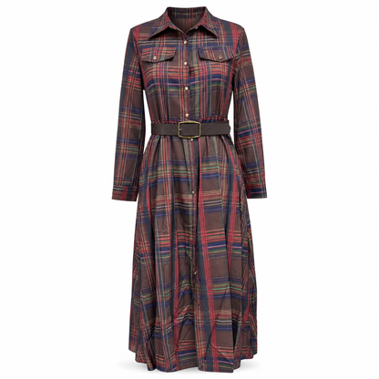 🔥Beliebtes Produkt ！✨Plus-Size-Kleid für Damen im französischen Vintage-Karomuster mit unregelmäßigem Saum und figurformendem, schlankmachendem Design