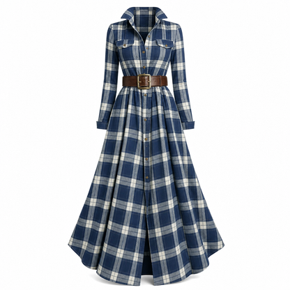🔥Beliebtes Produkt ！✨Plus-Size-Kleid für Damen im französischen Vintage-Karomuster mit unregelmäßigem Saum und figurformendem, schlankmachendem Design