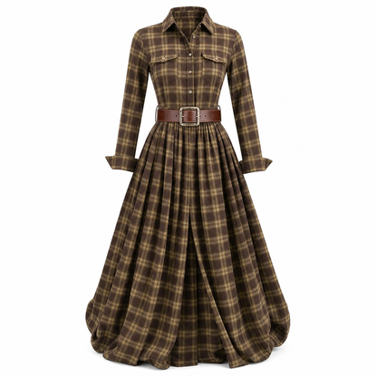 🔥Beliebtes Produkt ！✨Plus-Size-Kleid für Damen im französischen Vintage-Karomuster mit unregelmäßigem Saum und figurformendem, schlankmachendem Design
