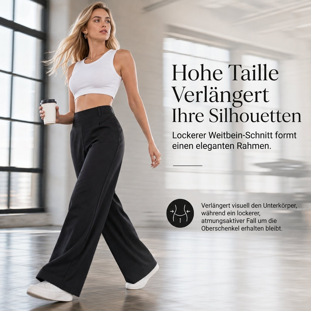 🔥Beliebtes Produkt ！✨Legere hochtaillierte weitbeinige Damen-Hosen mit figurfreundlichem Fall und fließender Qualität