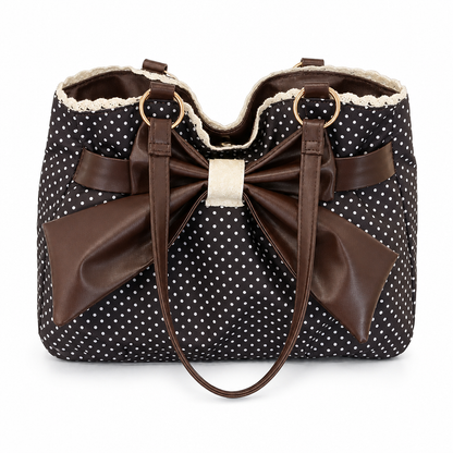 📢📢50% Rabatt!!! 🎉✨ Damen Schultertasche mit großem Fassungsvermögen, gepunktetem Design & Spitzenschleife