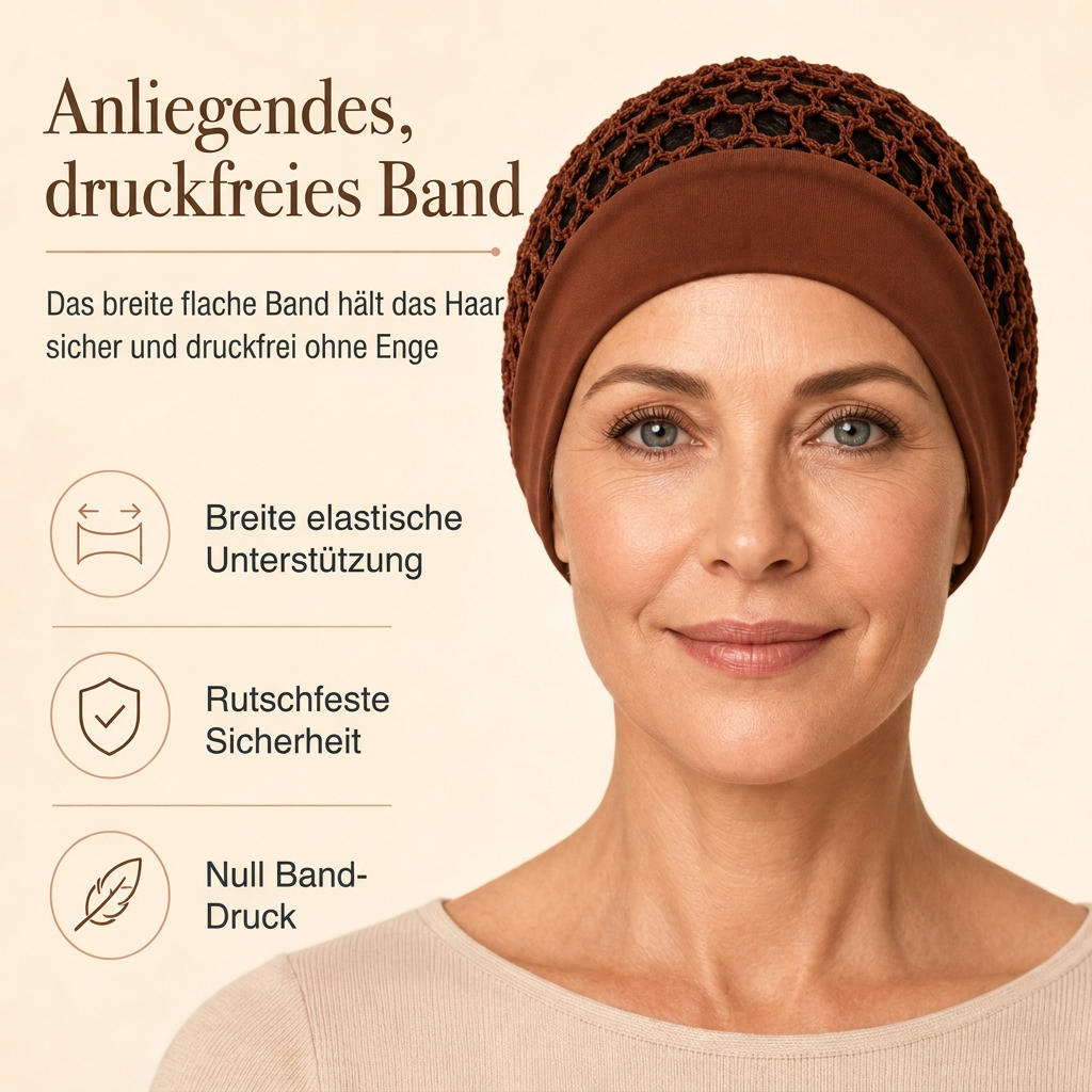 🔥Beliebtes Produkt ！✨Elastisches, atmungsaktives Haarnetz mit breitem Mesh-Band, hohle Haarabdeckung