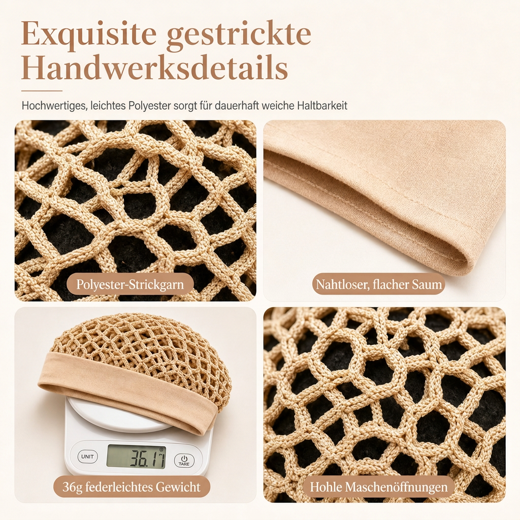 🔥Beliebtes Produkt ！✨Elastisches, atmungsaktives Haarnetz mit breitem Mesh-Band, hohle Haarabdeckung