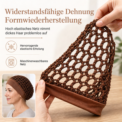 🔥Beliebtes Produkt ！✨Elastisches, atmungsaktives Haarnetz mit breitem Mesh-Band, hohle Haarabdeckung