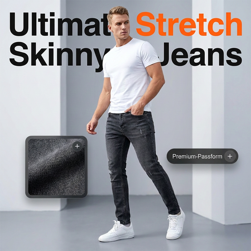 Zerrissene Stretch-Skinny-Jeans für Herren