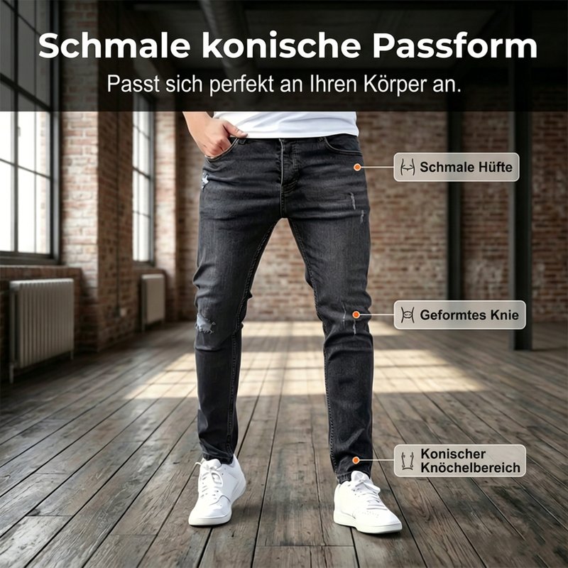 Zerrissene Stretch-Skinny-Jeans für Herren