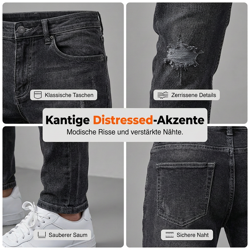 Zerrissene Stretch-Skinny-Jeans für Herren