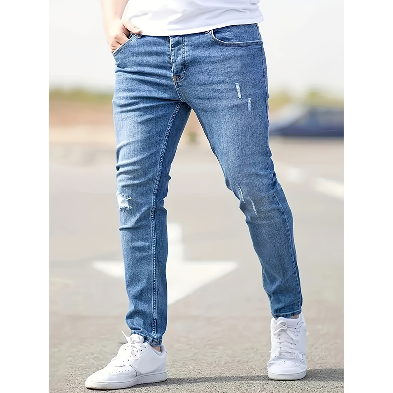 Zerrissene Stretch-Skinny-Jeans für Herren