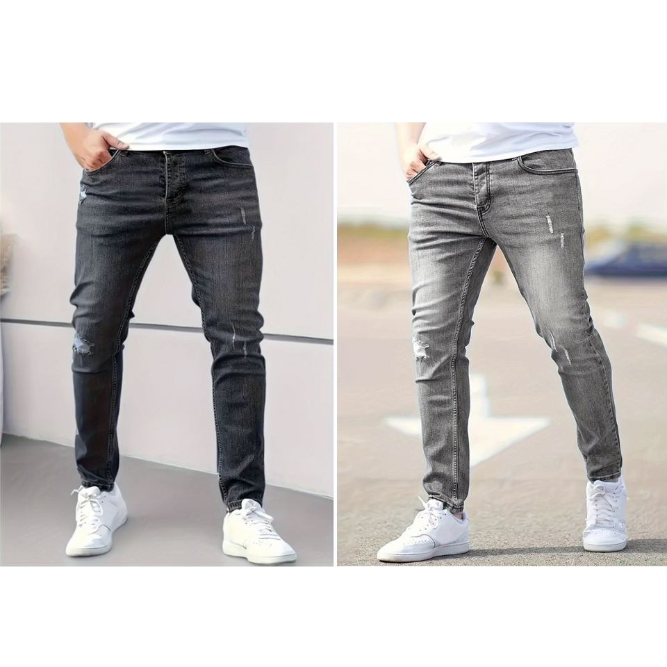 Zerrissene Stretch-Skinny-Jeans für Herren