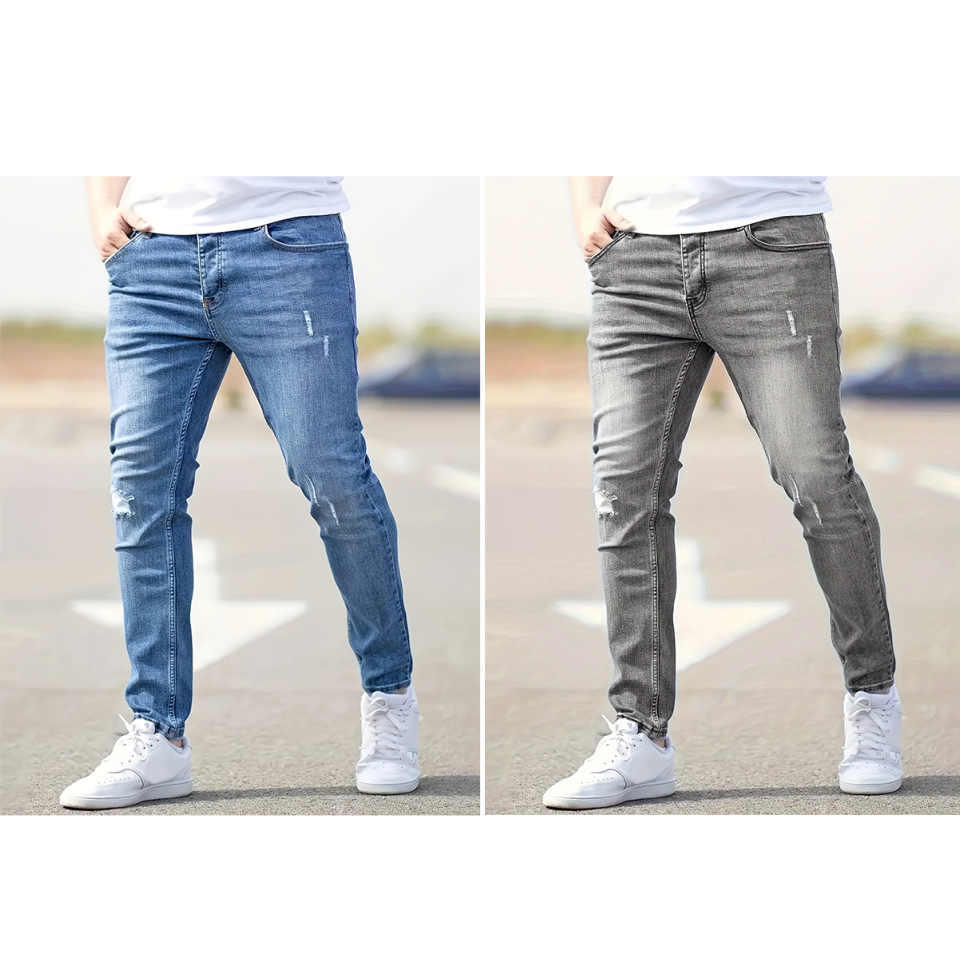 Zerrissene Stretch-Skinny-Jeans für Herren