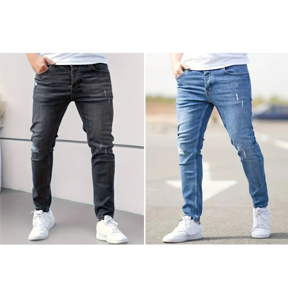 Zerrissene Stretch-Skinny-Jeans für Herren