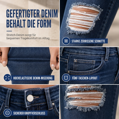 🔥Beliebtes Produkt✨Damen High Waist Ripped Skinny Jeans, Destroyed Dehnbare Denim-Hose