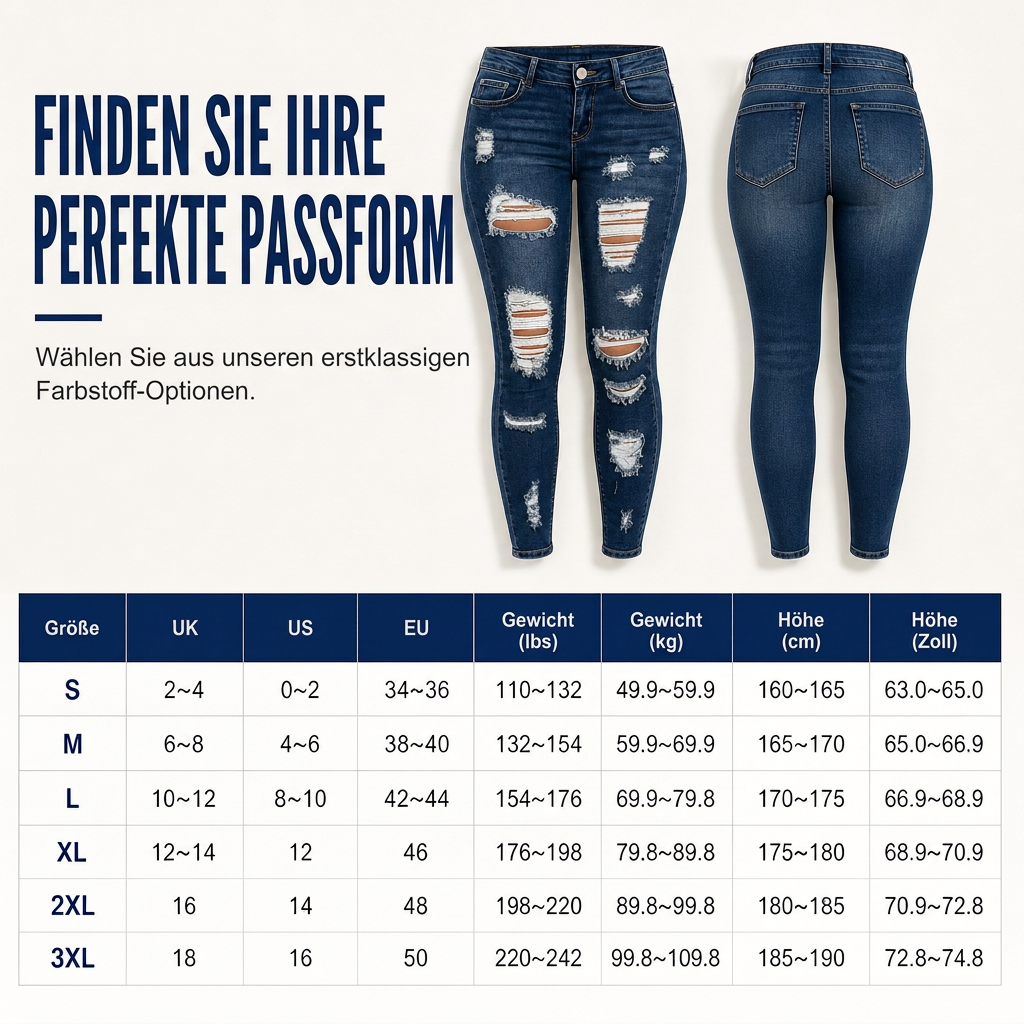 🔥Beliebtes Produkt✨Damen High Waist Ripped Skinny Jeans, Destroyed Dehnbare Denim-Hose