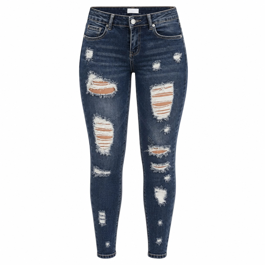 🔥Beliebtes Produkt✨Damen High Waist Ripped Skinny Jeans, Destroyed Dehnbare Denim-Hose
