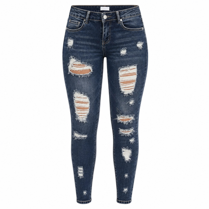 🔥Beliebtes Produkt✨Damen High Waist Ripped Skinny Jeans, Destroyed Dehnbare Denim-Hose