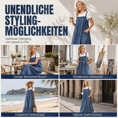 📢🎉50%Rabatt!!!🛍️✨Übergroßes lässiges Jeans-Maxikleid mit Trägern für Damen