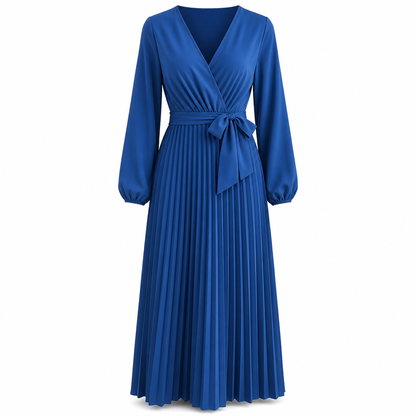 📢📢50% Rabatt!!! 🎉✨ Elegantes Damen-Maxikleid im Wickellook mit V-Ausschnitt & Falten