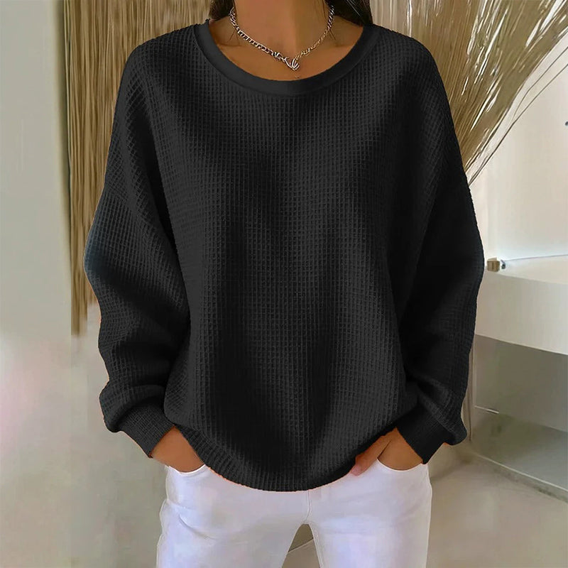 📢📢50% Rabatt!!! 🎉✨ Damen Waffelstrick-Sweatshirt im Loose-Fit