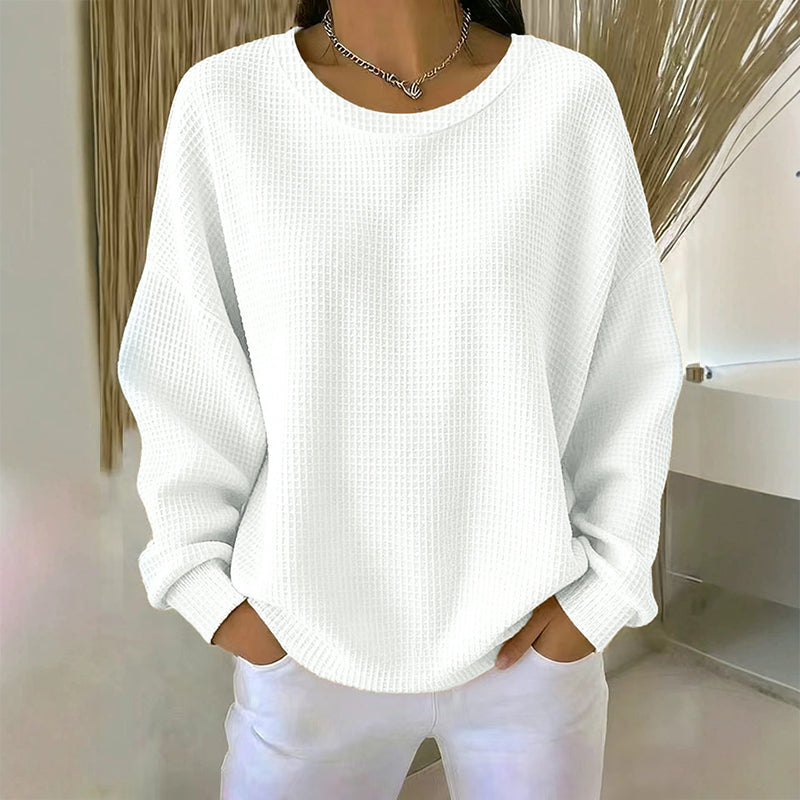 📢📢50% Rabatt!!! 🎉✨ Damen Waffelstrick-Sweatshirt im Loose-Fit
