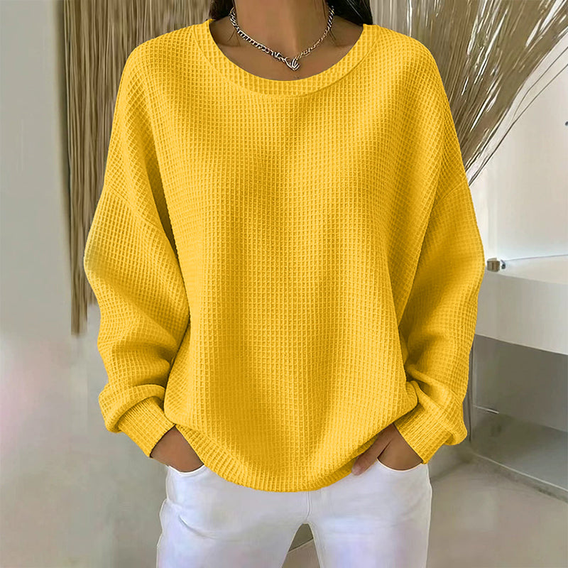 📢📢50% Rabatt!!! 🎉✨ Damen Waffelstrick-Sweatshirt im Loose-Fit