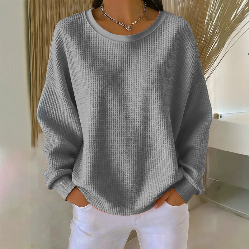 📢📢50% Rabatt!!! 🎉✨ Damen Waffelstrick-Sweatshirt im Loose-Fit
