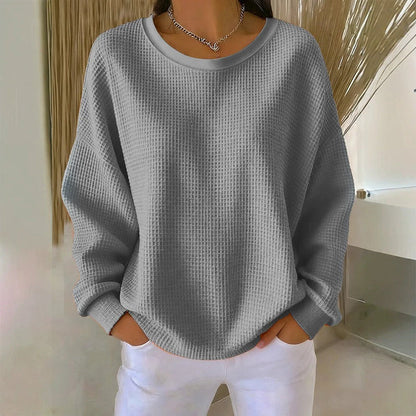 📢📢50% Rabatt!!! 🎉✨ Damen Waffelstrick-Sweatshirt im Loose-Fit