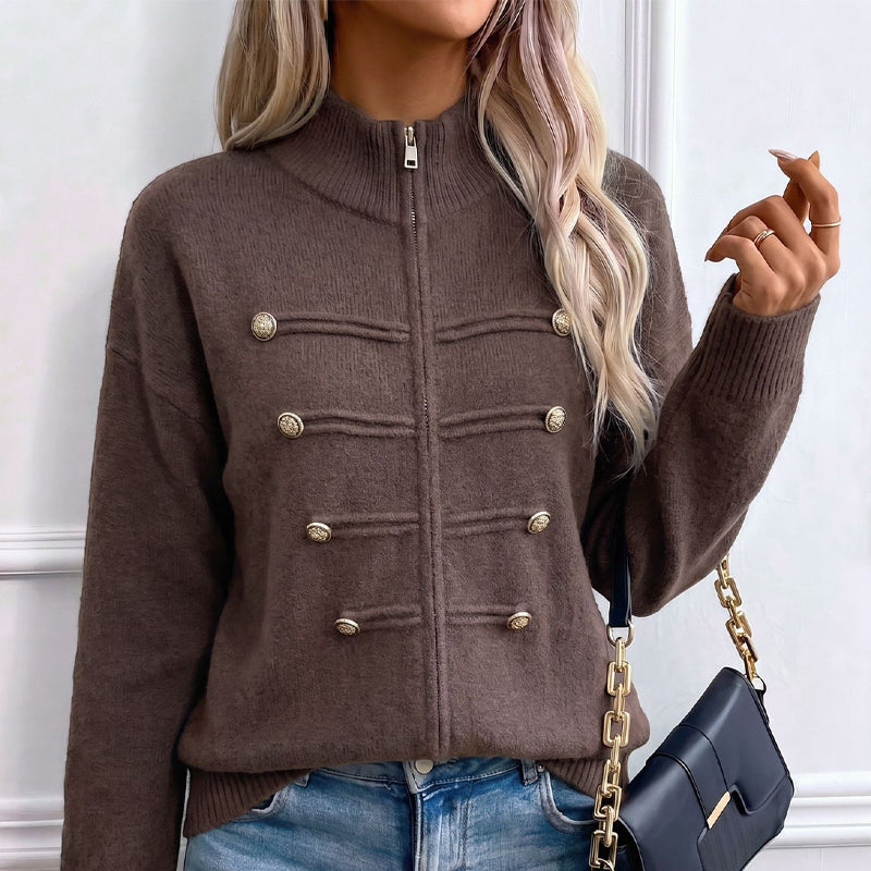 📢📢50%Rabatt!!!🎉✨Lässige Damen-Strickjacke mit doppeltem Reißverschluss
