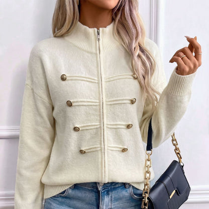 📢📢50%Rabatt!!!🎉✨Lässige Damen-Strickjacke mit doppeltem Reißverschluss