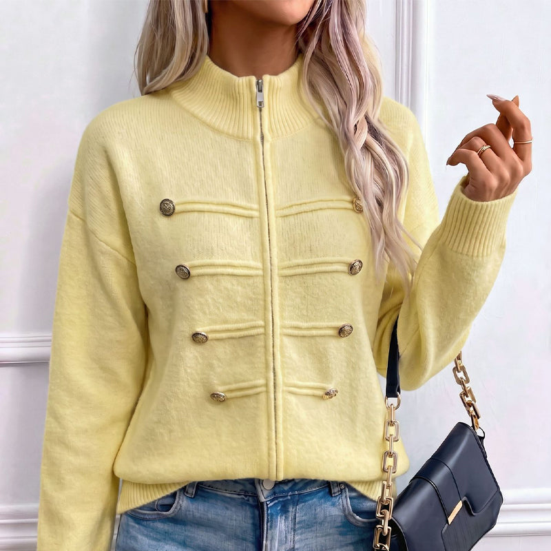 📢📢50%Rabatt!!!🎉✨Lässige Damen-Strickjacke mit doppeltem Reißverschluss