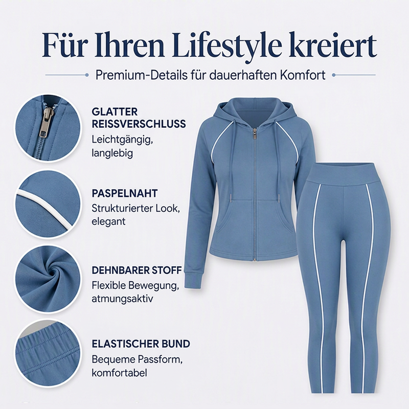 📢🎉50%Rabatt!!!🛍️✨Sportliches Kapuzenjacken- und Hosen-Set mit Reißverschluss für Damen