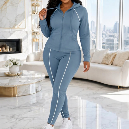 📢🎉50%Rabatt!!!🛍️✨Sportliches Kapuzenjacken- und Hosen-Set mit Reißverschluss für Damen