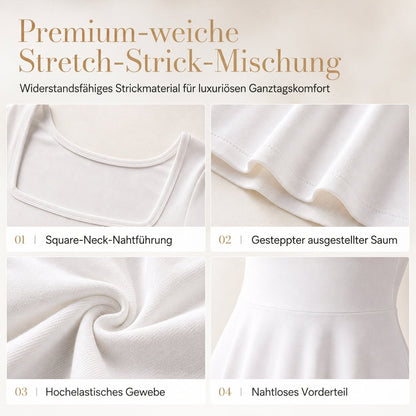 Langärmliges A-Linien-Kleid mit U-Boot-Ausschnitt für Damen