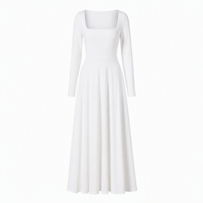 Langärmliges A-Linien-Kleid mit U-Boot-Ausschnitt für Damen