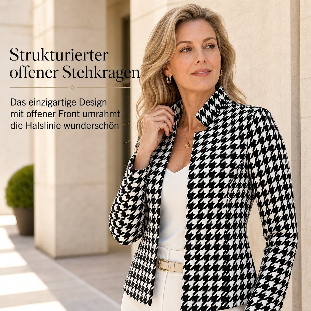 📢🎉50%Rabatt!!!🛍️✨Hahnentritt-Design mit offenem Vorderteil, geteiltem Stehkragen und schmaler Passform