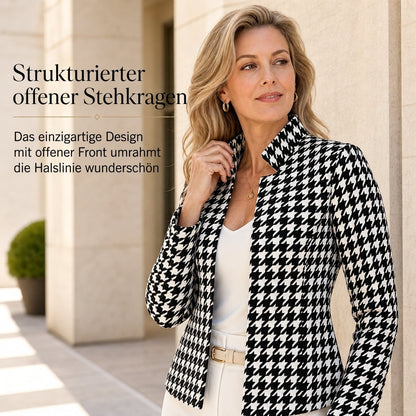 📢🎉50%Rabatt!!!🛍️✨Hahnentritt-Design mit offenem Vorderteil, geteiltem Stehkragen und schmaler Passform