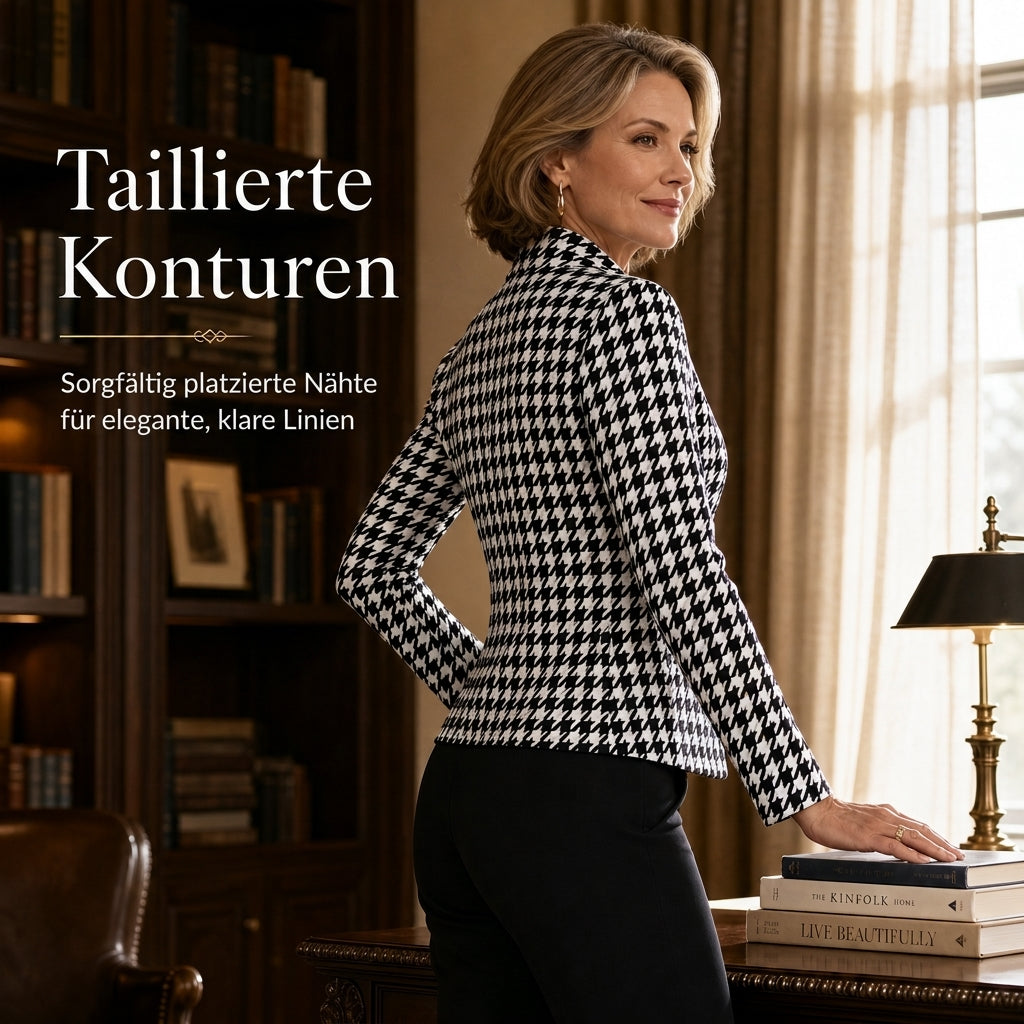 📢🎉50%Rabatt!!!🛍️✨Hahnentritt-Design mit offenem Vorderteil, geteiltem Stehkragen und schmaler Passform