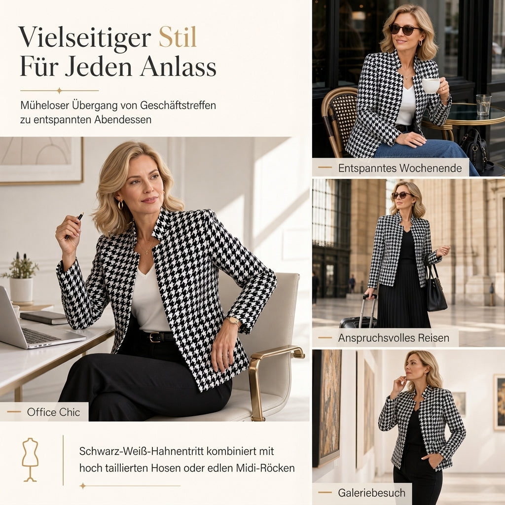 📢🎉50%Rabatt!!!🛍️✨Hahnentritt-Design mit offenem Vorderteil, geteiltem Stehkragen und schmaler Passform