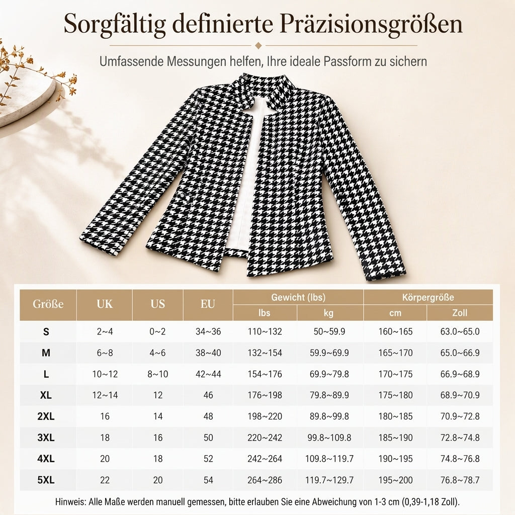 📢🎉50%Rabatt!!!🛍️✨Hahnentritt-Design mit offenem Vorderteil, geteiltem Stehkragen und schmaler Passform