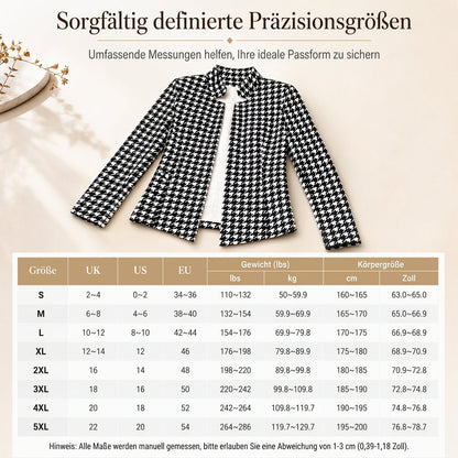 📢🎉50%Rabatt!!!🛍️✨Hahnentritt-Design mit offenem Vorderteil, geteiltem Stehkragen und schmaler Passform