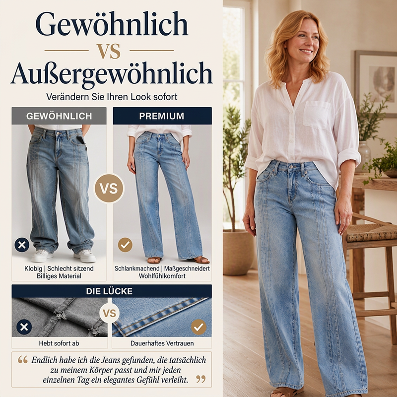 ⏰ Countdown läuft – 50% nur noch 3 Tage! Weite Jeans für Damen mit vorderen Nähten